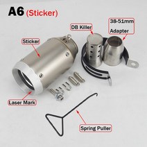 자동차 배기튜닝 자동차 배기통 51/60MM 입구 범용 오토바이 배기 머플러 소음기 DB 킬러 Z900 Z1000 fz1R, 06 A6 AR Sticker