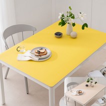 (14colors 11size) 롤로아 100% 방수 가죽 식탁보 테이블보, 120x120cm, 양면-15 (Lemon+Ivory)
