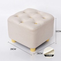 스툴 수납 의자 원목 원형 패브릭 접의식 보조 벨벳 낮은 화장대 미용 라탄 현관 사각, 테크니컬 벤치 베이지(28x28x32cm)