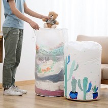 대용량 런드리백 반투명 빨래가방 세탁통 수건 옷정리 바구니, 플라워