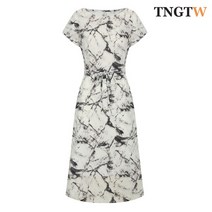TNGTW 55 77사이즈 프린트 마블 셔링 원피스 블랙 네이비 아이보리
