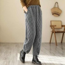 여성 편한 빅사이즈 하이웨이스트 누빔바지 할머니바지 팬츠