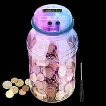 돈세는 기계 지폐 계수기 현금 위조지폐 감지기 지폐교환기 자동 7 색 LCD 디스플레이 돼지 저금통 카운터 동전 전자 디지털 Lcd 돈 절약 상자 항아리를 계산, EUR no LOCK