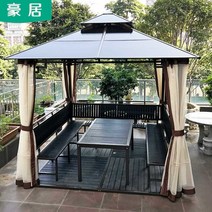 정자 공원 쉼터 조립식 팔각정 바베큐장 펜션 옥상, 2.6x2.6m 4단 파빌리온 + 거즈커튼