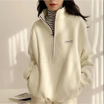 여성 폴라플리스 목넥 반오픈 집업