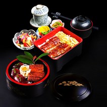 일식 장어덮밥그릇 도시락 사각 통 칠기도시락 신장어, 스퀘어 레드 -마츠츠카