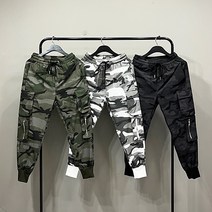 맨스토리 남자 아이스 멀티포켓 카고 밀리터리 카모 스판밴딩 조거팬츠