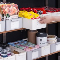 [하우스버디] 2+2 주방틈새수납 팬트리 손잡이 수납바구니 4세트 (중형), 높은형, 그레이(중형4개)