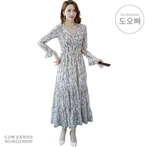 도오빠 치마 정장 원피스 쉬폰 플라워 꽃무늬 V넥 A라인 스커트 주름 프레어 워킹맘 캐주얼 봄 여름 가을 겨울 사계절 직장인 오피스룩 여성 여자 데일리룩 하객 패션 데이트룩
