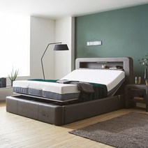 세진침대 브릭스 무중력 LED 모션베드 침대+코지블루 하이브리드 천연라텍스 매트리스 230T, 모카그레이