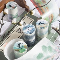 춘하추동 동양풍 계절 풍경 마테 마스킹테이프 4개 세트