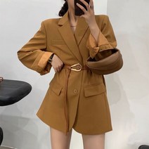 여성 루즈핏 캐주얼 봄가을 심플 정장 자켓 허리 벨트 세트 셀럽 김나영 사복패션 재킷