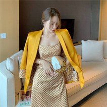 시크 긴팔 정장 나시 원피스 여성 플라워 셔츠 라운드 블라우스 세트 스커트 V넥