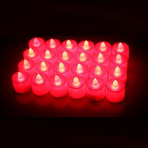 루아르모 꺼지지 않는 LED 티라이트 전자초 기타파티소품, 레드, 24개