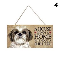 카페 인테리어 소품 샵 벽인테리어 Home Decor Wooden Dog Sign Pet 걸이식 플라크 펜던트 20x10cm 보드 사인 앞문 울타리 마당 직사각형 애완 동물 태그, 4