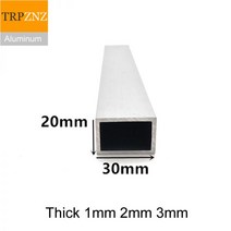 20x30mm 두꺼운 1mm2mm3mm 직사각형 알루미늄 튜브 프로파일 6063 알루미늄 사각 파이프 장식용 알루미늄 프로파일, 두꺼운 1mm, 50cm