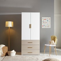 [7천원 즉시할인]장인가구 비쥬얼 3단서랍 800 옷장 YS204, 화이트웜그레이