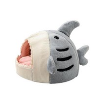 반려동물해먹 귀여운 상어 애완 동물 고양이 개 수면 침대 은신처 집 따뜻하고 부드럽고 편안한 반폐쇄 둥지 애완 제품 쇼파 의자 침대, 01 grey, 50x50x36