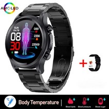 혈압 측정기 스마트 워치 ECG PPG 심장 박동 모니터 피트니스 트래커 스포츠 시계 남성용, Steel Strip Black