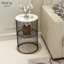 북유럽 마블 미니 골드 대리석 협탁 사이드테이블 티테이블, 블랙 화이트