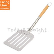 Kitchen 스텐 나무 손잡이 대형 뒤집개 업소용 고급 뒤집게 생선 파전 뒤지게 전뒤집기 조리도구, ♡스텐나무손뒤집개 대♡, [ 1개 ]