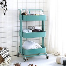 아홈디 3단카트 3단트롤리 수납선반 웨건 로스코그 틈새수납 이동식 카트 주방 키친 다용도수납(NT-073), 민트(NT-073)