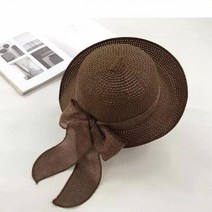 시크벤 RS 여성 리본 왕골 라탄 라운드 밀짚 모자 햇빛 자외선 차단 가벼운 선캡 썬캡 버킷햇