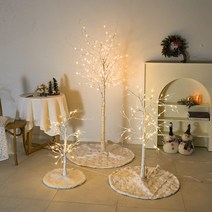[꾸민뜰] 화이트 자작나무 LED 크리스마스 트리 인테리어 조명 소품, 자작나무 트리, 90cm