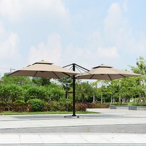 가제보 대형 더블 파라솔 3m X 3m 두개 업소용 각도조절 그늘막 햇빛차단막 쌍 천막 횡단보도 야외, 사각파라솔[베이지]