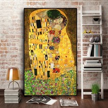 Hunan 명화 비즈 그림 키스하는 연인 클림트 대형 보석십자수 큐빅 비즈 페인팅 아트 구슬자수, 100x200cm