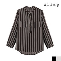 무자크 투포켓 반오픈 스트라이프 블라우스 CI7WBL28 22