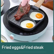 4구 하트 에그팬 인덕션 후라이팬 세라믹 팬 우드 원목 나무 손잡기 민트 에나멜, B