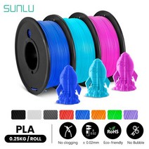 SUNLU-3 롤 PLA 3D 필라멘트 1.75MM FDM 프린터 250G 미니 스풀 더 많은 색상 무취 무독성 친환경 3D 펜 사용, Cyan Blue Fuchsia