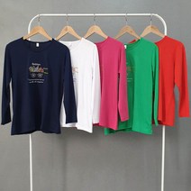 엄마 봄가을 자수 라운드 긴팔티 아줌마 실내복 중년여성 기본티 티셔츠 할머니 요양원 미시