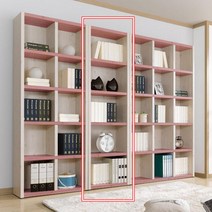 사무실 서재용 두꺼운나무 5단 오픈 컬러 책장(3종) 벽면 책방 거실 북카페, 600책장/화이트블루