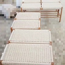 라탄 긴 벤치의자 원목 스툴, 십자편70x35x45