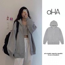 여성 후리스 후드집업 후드 티 단순 단색 회색 5XL 스웨터 벨벳 가을 아늑한 프론트 포켓 Ins Leidsure