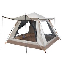 Modlauna 원터치 캠핑 텐트 5-8인용 방수 텐트 + 가방, 베이지-3-4인-215*215*142CM