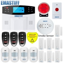 새로운 내장 안테나 도어 갭 센서 pir 모션 감지기 무선 lcd gsm sim 카드 하우스 보안 경보 시스템 연기 플래시 사이렌, g2b 번들 g