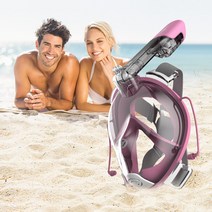 (무료 반품/교환) 듀얼브레서 어드벤스 V2 스노쿨링 마스크 풀페이스 마스크 스노클링 장비 스노우쿨링, 핑크 / 스몰-미디움