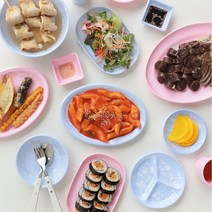파스텔 마블 멜라민 분식 그릇 17종 2color 식기 컵, 찬사라5반_베이비블루