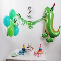 굿벌룬 홈파티세트 공룡생일파티 가랜드 숫자풍선 풍선다발스탠드 다이노 공룡풍선, 6번, 핑크(소)