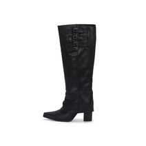 MATIN KIM 10/17 출발 BUCKLE LAYERED LEATHER LONG BOOTS IN BLACK MK2378SO010M0BB 304335