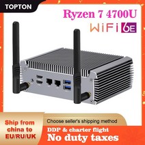 미니PC 데스크탑 고사양 topton 팬리스 amd ryzen 7 4700u r5 4500u 베어 본 게임용 컴퓨터 4k 듀얼 hd windows 1110 ht wifi6, 라이젠 3 4300u 와이파이6, 유럽 ​​연합, 32GB DDR4 512GB NVMe