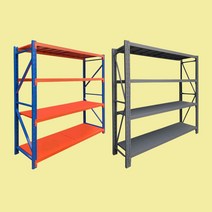 단당하중 200kg 중량랙 하이랙 중량렉 철앵글 메탈 다용도 수납장 창고선반 조립식앵글 철제앵글 랙 렉 무볼트 경량랙 엠보싱앵글, 4단, 가로 1.5M  (고정 폭0.6m 높2m), [연결형] 그레이