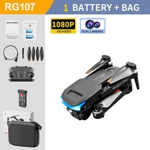 드론 고급드론 브랜드드론 RC 드론 2022 년 신형 RG107 4k 전문 장애물 회피 UAV 4K HD 듀얼 카메라, 04 Black 1080P 1B