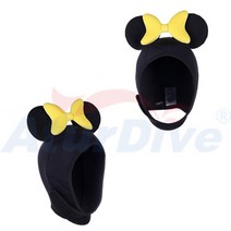 스쿠버다이빙 프리다이빙 후드 캐릭터 고양이 스노쿨링 헤어밴드 잠수 모자, 레몬 리본 미키마우스
