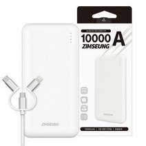 짐승 슬림 듀얼 A 보조배터리 10000mAh 멀티단자, 화이트, THE-ZSA