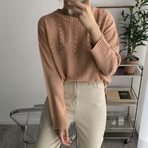 뜨개진 여성용 클레이 라운드 니트