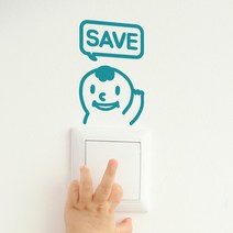 앞머리 파마한 귀요미 save 인테리어 스위치 스티커, 청록색